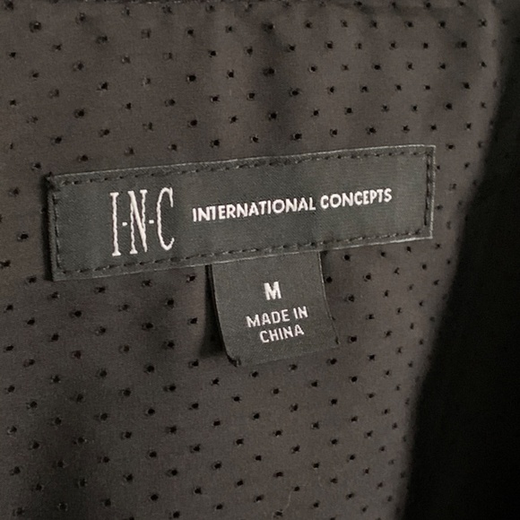 NWOT I-N-C Men's Black Mesh Camo Full Button Up Casual Shirt, Medium - Picture 4 of 9